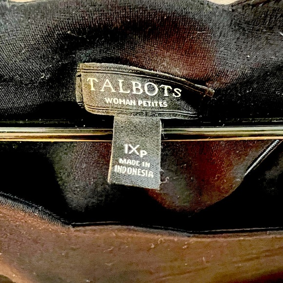 Talbots Black Scalloped Neck Dress Top - Size 1XP - Picture 5 of 6